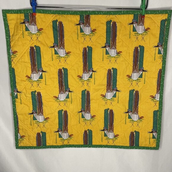 Roadrunner Lizard Cactus Fabric Quilt Square Charley Harper Organic Cotton 21x18 - Picture 6 of 9